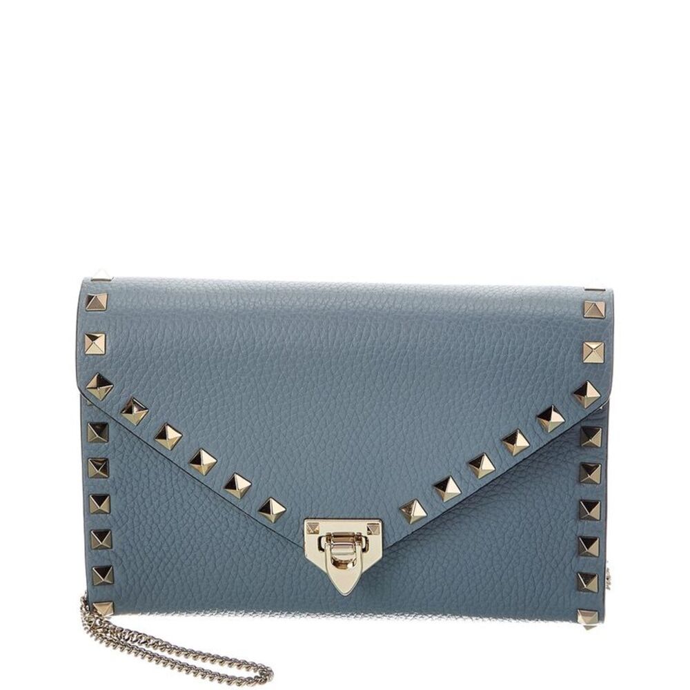 Valentino Rockstud Mini Grainy Leather Shoulder Bag, Grey